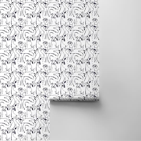 Surface Style Dog Doodle Ink Peel & Stick Wallpaper